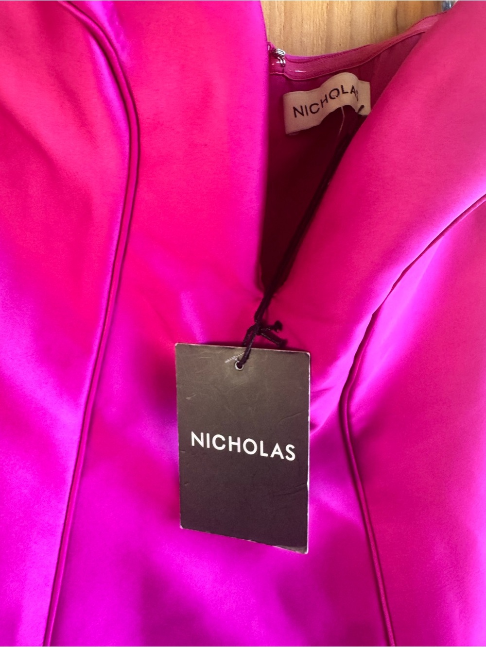 NICHOLAS Hot Pink Satin Strapless Mini Dress NWT US 2 - Picture 5 of 8
